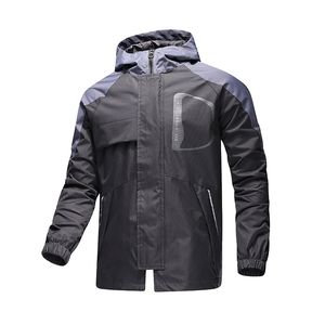 Erkekler için Spor Yaz Ceket Yürüyüş Stil Su Geçirmez Rüzgarlık Ceket Palto Uzun Kollu Kapşonlu Mektup Baskılı Erkekler Üst Giysiler 210601