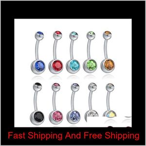 Stainless Steel Belly Button Rings Navel Rings Crystal Hypoallergenic Body Piercing Bars Jewlery For Women'S Bikini Fashion Jewelry D1 Cqbal