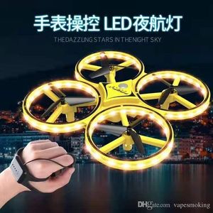 Rc indução relógio de mão controle gesto mini ufo quadcopter drone câmera uav drone led luz levitação indução aeronaves criança brinquedos alta qualidade