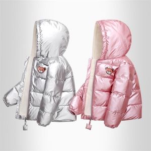 Boys Girls Clothes Kids Casual Hooded Down Coats Autumn Winter Warm Fashion Outwear Children Solid Jacket For 2-6 Years 211023