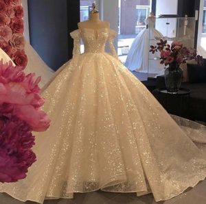 Dubai East Middle Arabic Plus Size Ball Gown Dresses Off Shoulder Court Train Long Sleeves Wedding Dress Bridal Gowns Vestidos S s