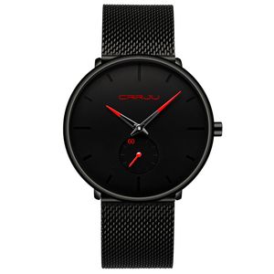 2021 Top Marke Mode Herren Quarzuhr CRRJU Luxus Uhren Männer Beiläufige Dünne Mesh Stahl Wasserdichte Sport armbanduhr Relogio mascu220S