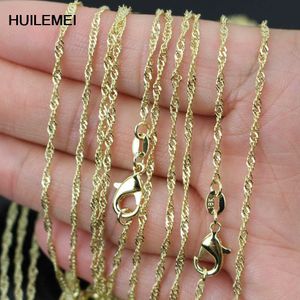 Whole 10pcs/lot Gold Color 2mm Water Wave Chain Necklace Women Fashion Jewelry 16" 18" 20" 22" 24" ing