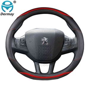 For Peugeot 2008 20132018 Year Dermay Car Steering Wheel Carbon Fibre Pu Leather Car Accessories Interior coche J220808