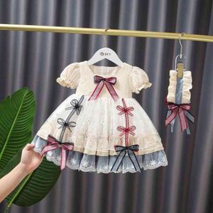 Baby Clothing Spanish Lolita Vintage Bow Stitching Ball Gown Birthday Party Easter Eid Princess Dresses For Girls A454 G1129