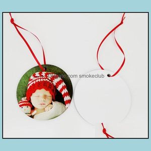 Dekoracje Świąteczne Dostawy Home GardenBlank Sublimacja Wisiorek DIY Kreatywny Christmas Ozdoby Drukowanie ciepła Drukowanie Round MDF Decora