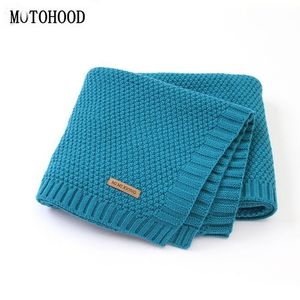 MOTOHOOD Kids Casual Blankets Knitted Newborn Swaddle Wrap Soft Toddler Sofa Crib Quilt Baby Stroller Blanket 210309