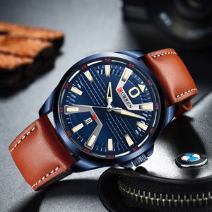ファッション高級マンクォーツ時計腕時計腕時計革製品オートデート腕時計男性ブランドウォッチreloj hombres Q0524