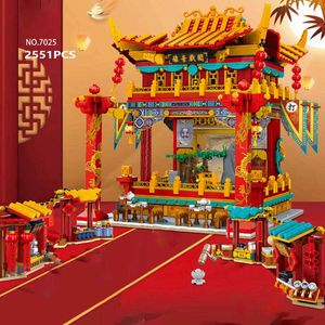 MOC Capodanno Cinese Opera Pavilion Yayin Drama 7025 Chinatown 7024 Building Blocks Mattoni FAI DA TE Giocattolo Creativo per I Regali Per Bambini X0902