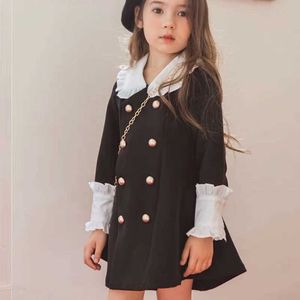 Frühjahr Neue Ankunft Mädchen Mode Prinzessin Langarm Kleid Mädchen Zweireiher Kleider