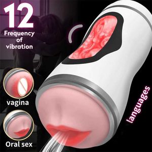 Автоматически сосание мужской мастурбатор чашки нагрева Настоящий влагалище минет электрический вибратор для взрослых товаров секс игрушки для мужчин 211006