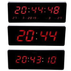 Cyfrowy zegar ścienny Nowoczesny design Digital LED Calendar Clock Temperatura Zegary ścienne Wtyczka UE 110-240 V Zegarek ścienny 211110