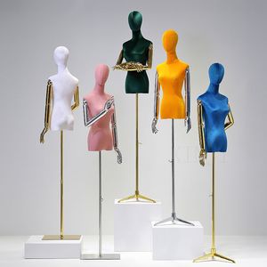 Electroplating Hand Velvet Mannequin Women Half Body Display Rack Wedding Dress Model Customized