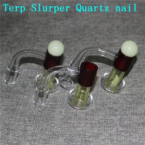 Anzug 20mmOD Flat Top Terp Slurper Smoking Quartz Banger mit Glow in the Dar Pille Glas Marmor Rubinperlen 90 Nägel für Wasserbongs Dab Rigs Aschefänger