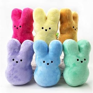 2023 15CM 6 Inch Peeps Stuffed Easter Bunny Velvet Plush Cute Rabbits Kids Toddler Baby Animal Doll Toy Cuddle Toys Boys Girls Birthday Christmas Gift GT1IV4M