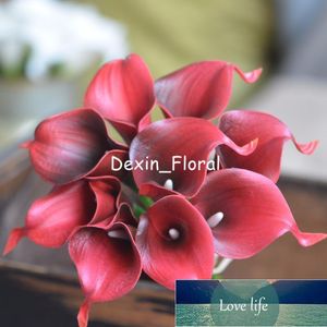 Mörkröd Calla Lilies Real Touch Blommor För Silk Bröllop Buketter Dekorationer Konstgjorda Dekorativa Kransar Fabrikspris Expert Design Kvalitet Senaste Style