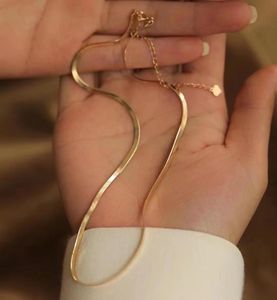 Kettingen K Effen Geel Real Gouden Sieraden AU750 Dames Snake Ketting Armband Ketting Dichtbij de Sleutelbeen Sterke Gloss Fashion Lady