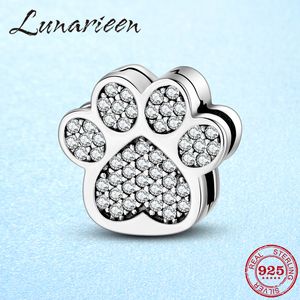 Romantyczny miłość Charms 925 Sterling Silver Animal Cat Claw CZ Clip List Koralik Fit Original Odbicie Klip Charm Bransoletka Biżuteria Q0531