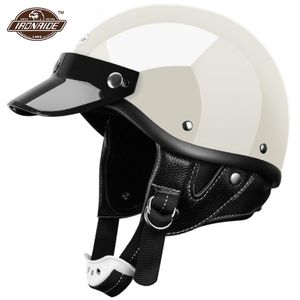 Capacetes de moto capacete branco fibra de vidro casco moto meia face capacete cavalgar casque correndo para homens mulheres