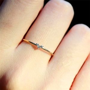Ring For Women Little Heart Thin Knuckle Rings Light Yellow Gold Color Daily Fashion Jewelry KAR173