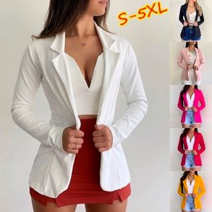 Women jacket Autumn Thin Blazers Office Lapel Long Sleeve Coat Suit Single Button Blazer Jackets