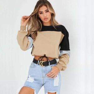 Felpe con cappuccio da donna Felpe con cappuccio 2021 Autunno Felpa corta da donna Girocollo Donna Crop Top Felpa con cappuccio corta per felpa rosa