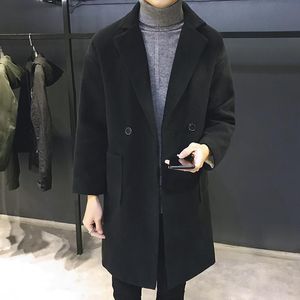 패션 - 남성 양모 MRMT 브랜드 캐주얼 매체 길이 및 벨벳 오버 코트를 남성 짙어지는 헐렁한 모직 외부 착용 의류 의류
