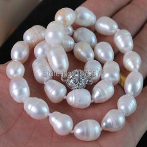 Uroczy Big mm Naturalny Biały Akoya Hodowany Pearl Naszyjnik Magnes Zapięcie Mody Biżuteria Dokonywaniem W0240