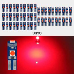 50Pcs/Lot Car LED Bulbs Super Bright Red T5 3030 3SMD 12V Canbus Error Free Instrument Cluster Panel Dash Light,Plug and Play