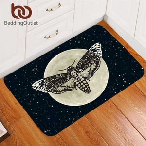 BeddingOutlet Death Moth Entrance Doormat Gothic Skull Area Rug Butterfly Moon Star Bedroom Carpet Polyester Rug Mat 40x60cm 210928