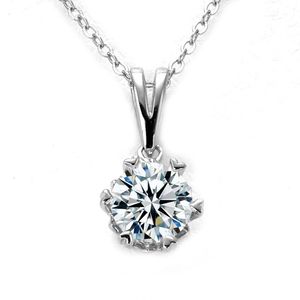 Chains D Color VVS1 Moissanite Necklace 925 Sterling Silver 1.0Ct Round Brilliant Diamonds Solitaire Pendant For Women Jewelry