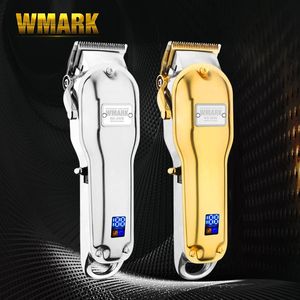 Clippers de cabelo Wmark NG-2021 Ajuste Elétrico para Homens Salão Profissional Scissors Recarregável Shaver LCD