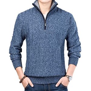 Winter Men's Sweater Casual Pullover Mens Warm s Man Slim Stand Collar Knitted Pullovers Male Coats Half Zip 211008