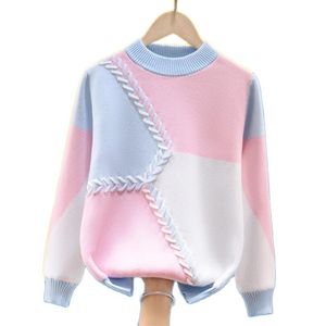 Arrival Autumn-Winter Girls Sweaters 4-17Y Baby O-neck Cotton Velvet Knite Warm Jakcet Quality Teenage Pullovers 211201