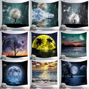 Pin Hanging Cloth Moon Star Tapestry Printing Hanging Picture Tablecloth Beach Towel Wall Decoration Decorative Cloth 210609