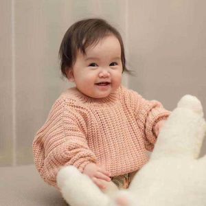 Toddler baby flicka tröja koreansk stil höst vinter spädbarn baby flicka pojkar stickning pullovers tröja solid färg långärmad y1024