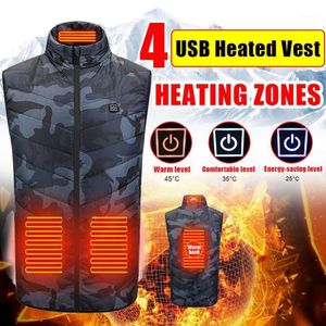 Outdoor T-Shirts Men And Women Camouflage 4-Zone Heating Vest Usb Charging Jacket Three-Speed Thermostat Heated Hiking