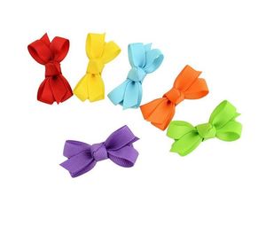 2 Inch Baby Infant Bow Hairpins Small Grosgrain Ribbon Bows Hairgrips Girls Solid Whole Wrapped Safety Hair Clips Accessories Gift