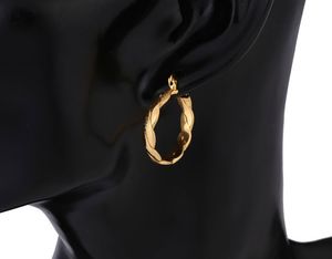 18ct YELLOW BIG FINE SOLID G/F GOLD HOOP EARRINGS HUGE 26MM PLATED LARGE TWIST