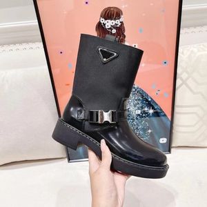 Top quality womens famous shoes leather Martin boots round head high heel thick heels woman shoe lace up platform bottom pocket bootss zipper women short boot