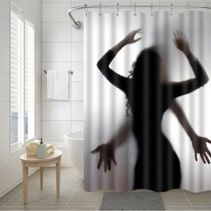 Tende da doccia Stampa digitale 3D Fodera per tende di Halloween con 12 ganci Schermo impermeabile Design spesso per bagno
