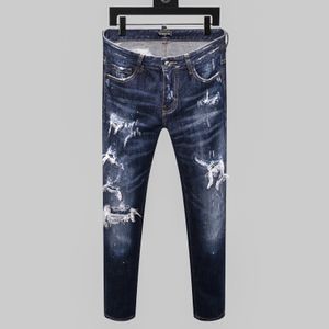 DSQ Phantom Kaplumbağa Erkek Kot Pantolon Sıska Yırtık Sıska Yırtık Serin Yırtıklı Adam Nedensel Delik Denim Moda Markası Fit Kot Pantolon 65259