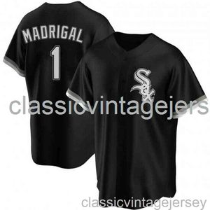 Maglia da baseball Nick Madrigal # 1 Black Ver2 XS-6XL Maglia da baseball da uomo donna giovanile cucita