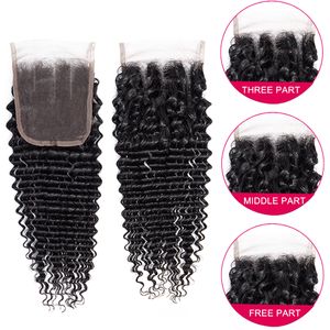 Brazilian Deep Wave With Closure Human Hair Bundles With 4x4 Lace Closure Brazilian Virgin Deep Wave Hair Bundles