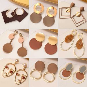 Новые серьги из корейского заявления для женщин Браун Arcylic Geometric Down Chaptle Gold Earing Brincos 2020 Trend Мода Ювелирные Изделия Подарки Q0709