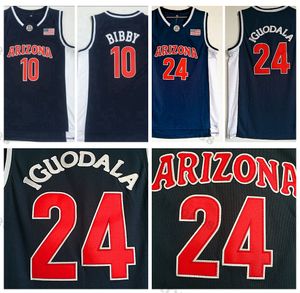 Mens Vintage Arizona Wildcats Mike Bibby 10 대학 농구 저지 네이비 블루 Mike Bibby University 스티치 유니폼