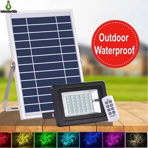 18W Solar Floodlight RGB Utomhusbelysning Vattentät LED Floodlight med fjärrkontroll LED Spotlight Garden Decoration Light