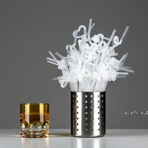 Förpackning middagstjänst Blandad färg disponibel dricka halm diy plast dubbel böjbar armbåge party juice tube straws gce13371