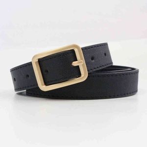 2021 Cinto para Mulheres Quadrado Buckle Pin Buckle Cindeas Cinto Preto Chic Luxury Marca Gosta do Vintage Feminino G220301