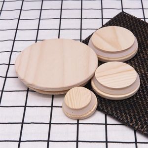 2021 Wooden Mason Jar Lids 8 Sizes Environmental Reusable Wood Bottle Caps With Silicone Ring Glass Bottle Sealing Cover Dust